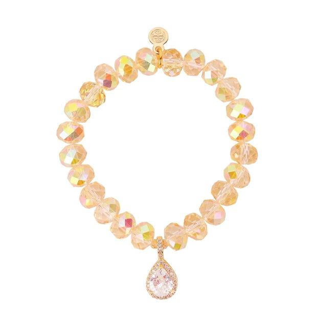 BuDhaGirl Big D Bracelet in Champagne AB - Stylish Adjustable Bangle for Women, Perfect for Everyday Wear, Office, and Special Occasions