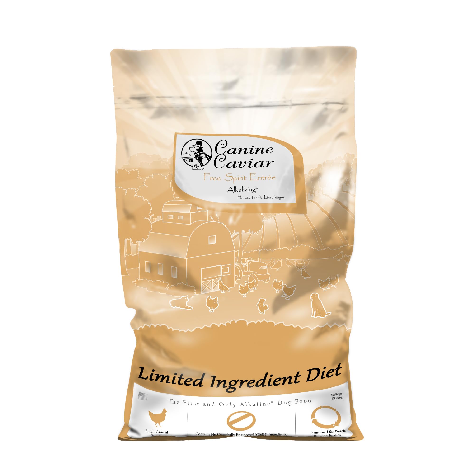 Canine Caviar Free Spirit Chicken & Pearl Millet Alkaline Dry Dog Food - Limited Ingredient, Gluten-Free Formula | Science-Backed Veterinary Alternative Diet for Dogs (22lb Bag) - Perfect for Sensitive Stomachs & Allergies