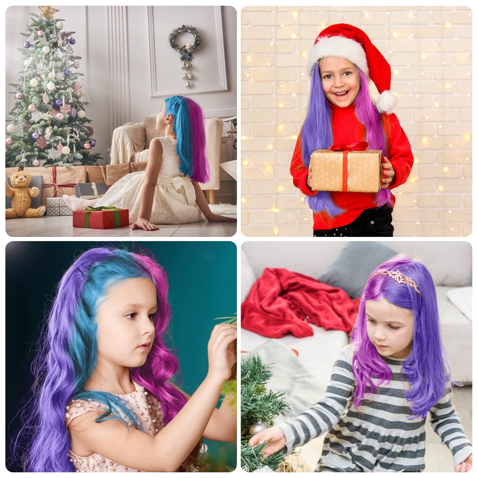 Washable Temporary Hair Chalk Comb - Non-Toxic Hair Dye for Kids & Girls (Blue, Pink, Purple) | Perfect for Light Hair, Birthday Parties, Cosplay, Easter & DIY Styling | Safe for Ages 4-10
