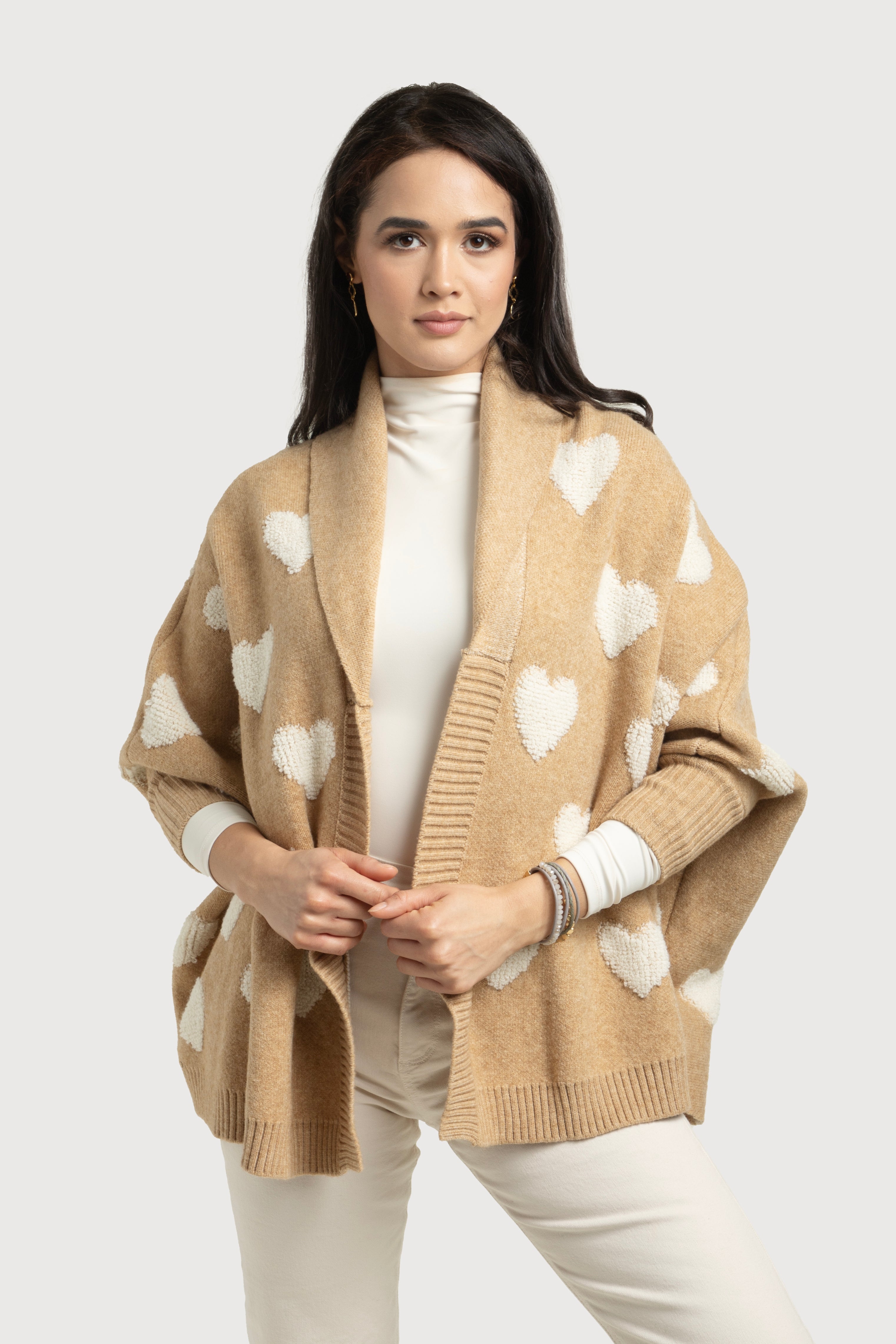 Heart Cardigan Sweater for Women - Cozy Ribbed Knit Pullover for Fall & Winter - Perfect for Casual Outfits, Date Nights, and Layering