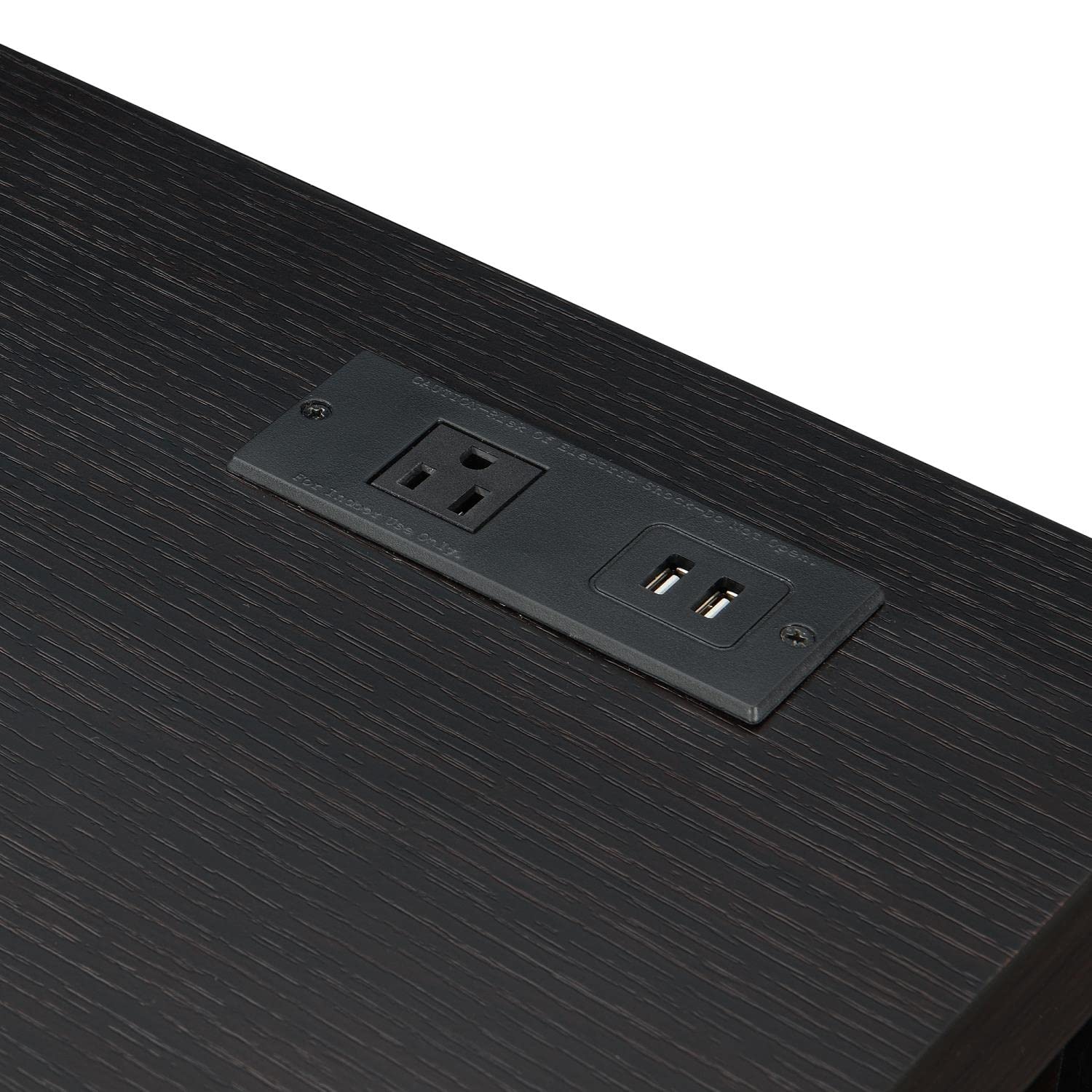 Convenience Concepts Newport 2-Drawer Writing Desk with Built-in USB Charging Station - Espresso/Black Finish - Perfect for Home Office, Study Room & Small Spaces