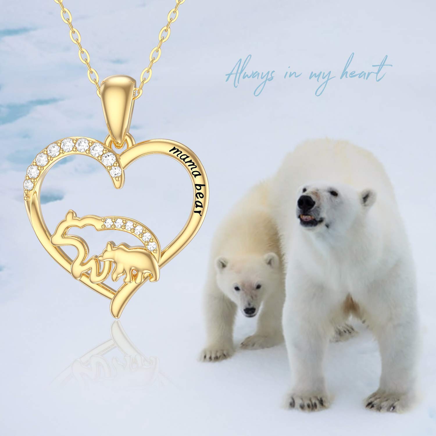14K Solid Gold Love Heart Pendant Necklace for Women - Mother Daughter Matching Jewelry - 18