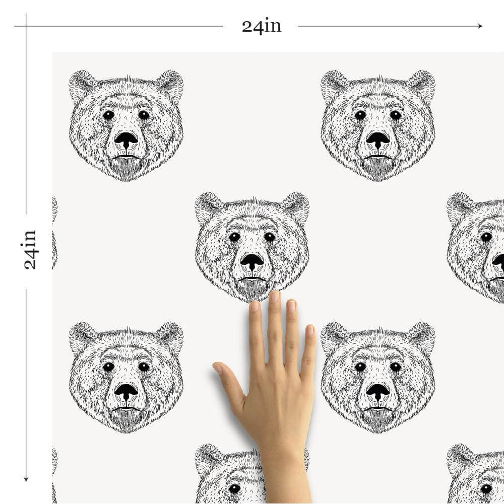 White Bear Animal Peel and Stick Removable Wallpaper 9747 - Self-Adhesive Decorative Wall Covering for Nursery, Kids Room, Dorm & Home Decor