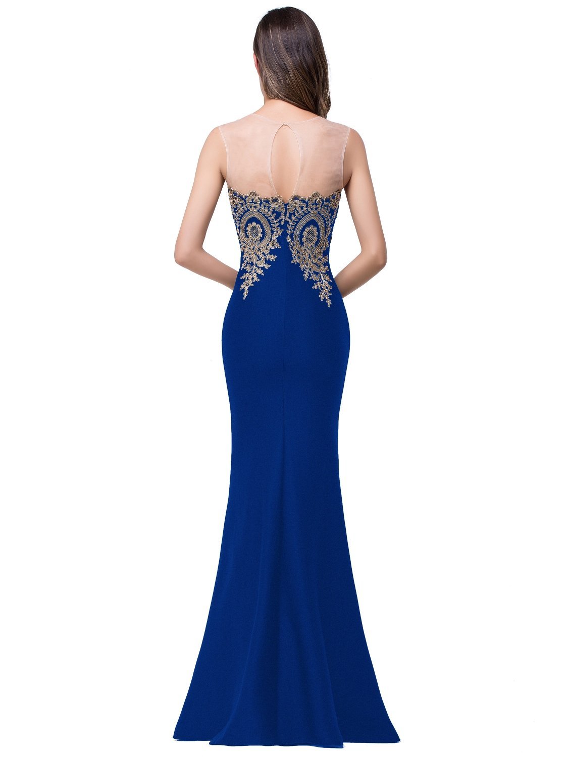 Babyonline® Elegant Women's Lace Applique Mermaid Evening Gown - Formal Prom Dress for Weddings, Galas & Special Occasions