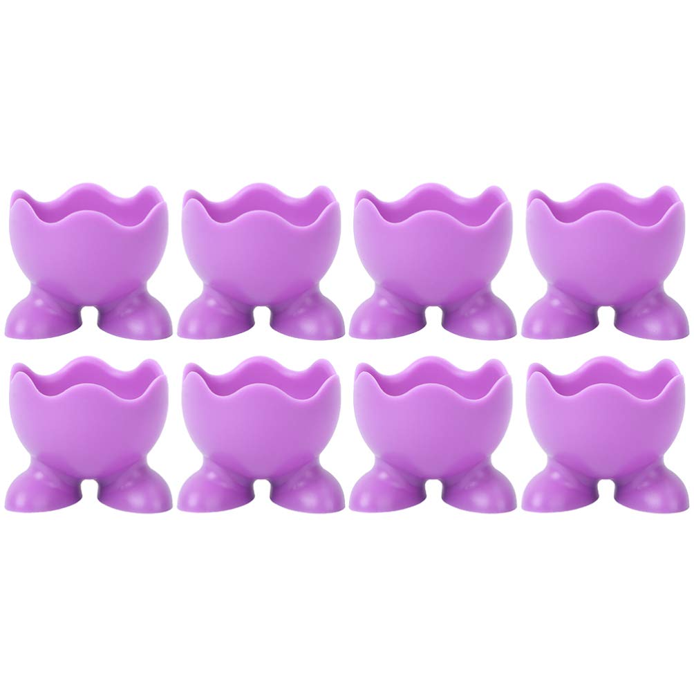 VOSAREA 8pcs Silicone Egg Holder Cups - Reusable Boiled Egg Stand with Egg Cooker & Eggcup - Perfect for Breakfast, Kitchen, Picnics & Camping