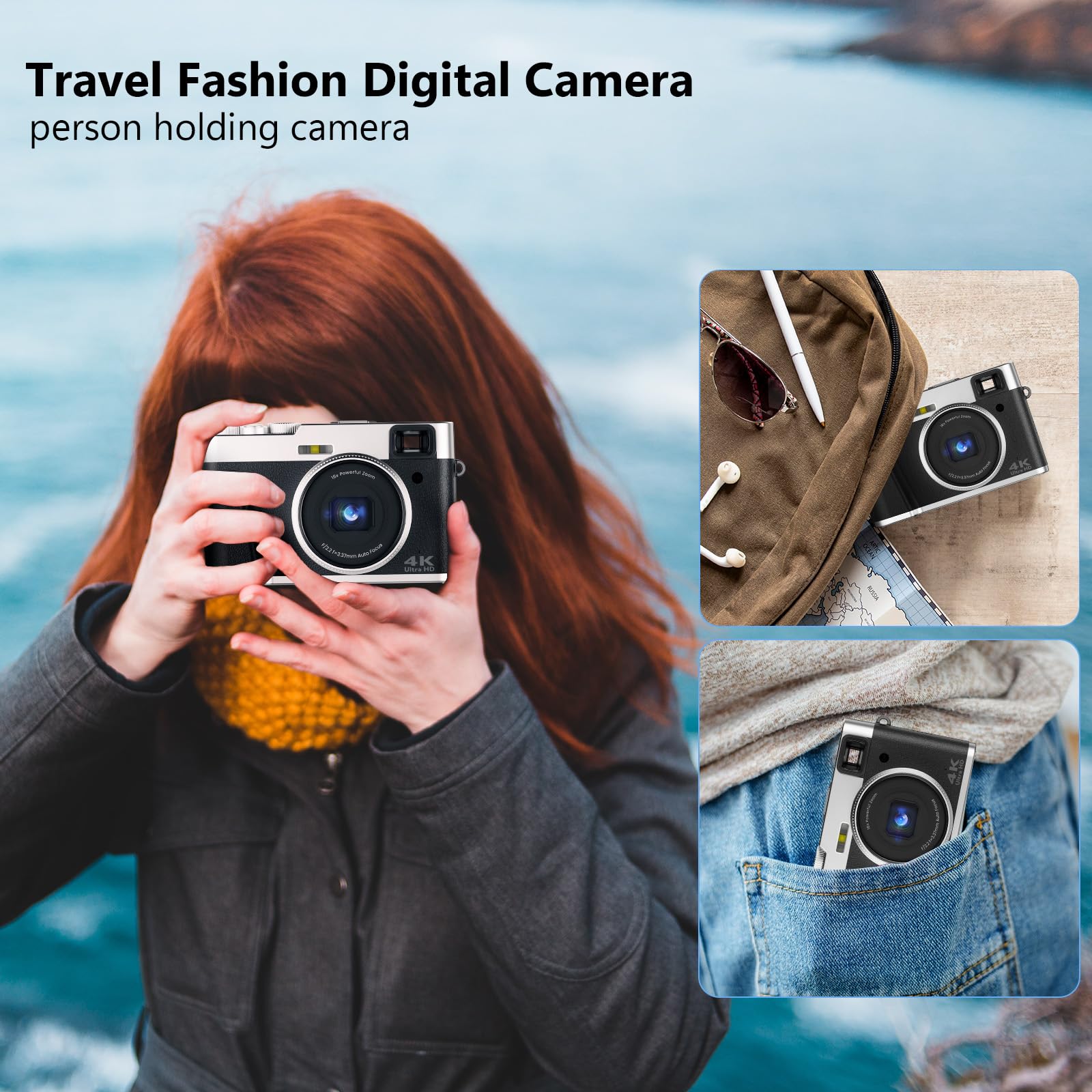 4K Digital Camera with Autofocus - 48MP YouTube Vlogging Camera, 16X Digital Zoom, Anti-Shake, 32GB Micro Card Included - Compact Point and Shoot Travel Camera for Vloggers, Travelers & Content Creators (Black) - Perfect for Outdoor Adventures, Family Events & Social Media Content Creation