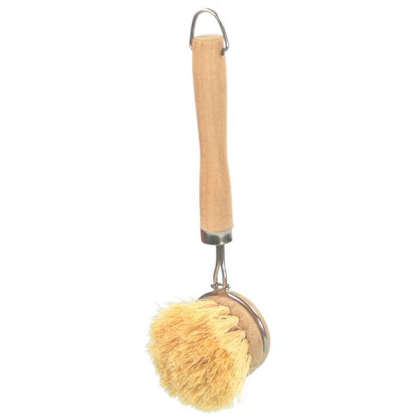 Gluckskafer Wooden Dish Brush with Natural Pig Hair Bristles - 16cm Eco-Friendly Kitchen Scrubber for Pots, Pans & Dishes