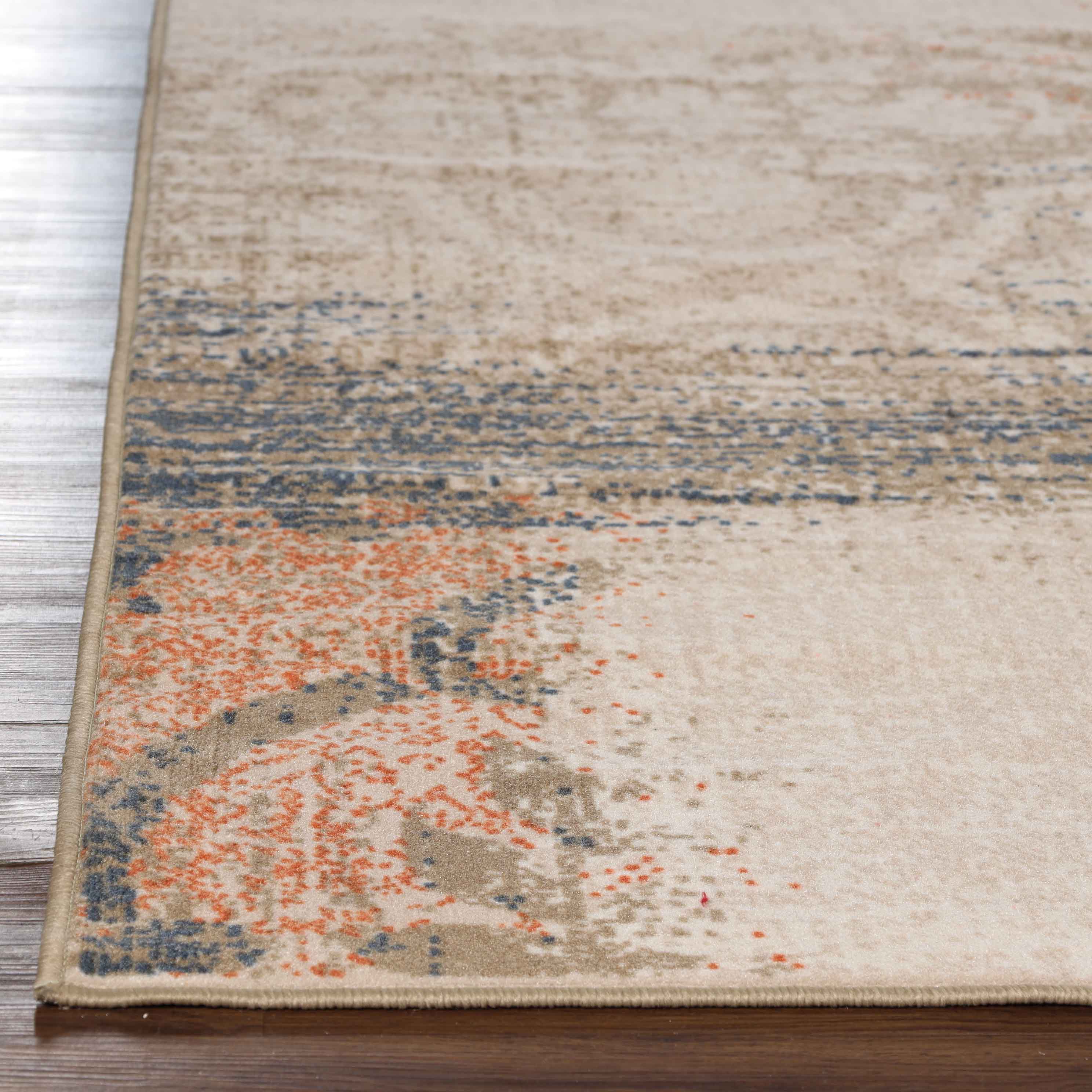Bristol Distressed Abstract Damask Indoor Area Rug - Non-Slip Living Room Carpet Runner for Bedroom, Hallway & Entryway Decor