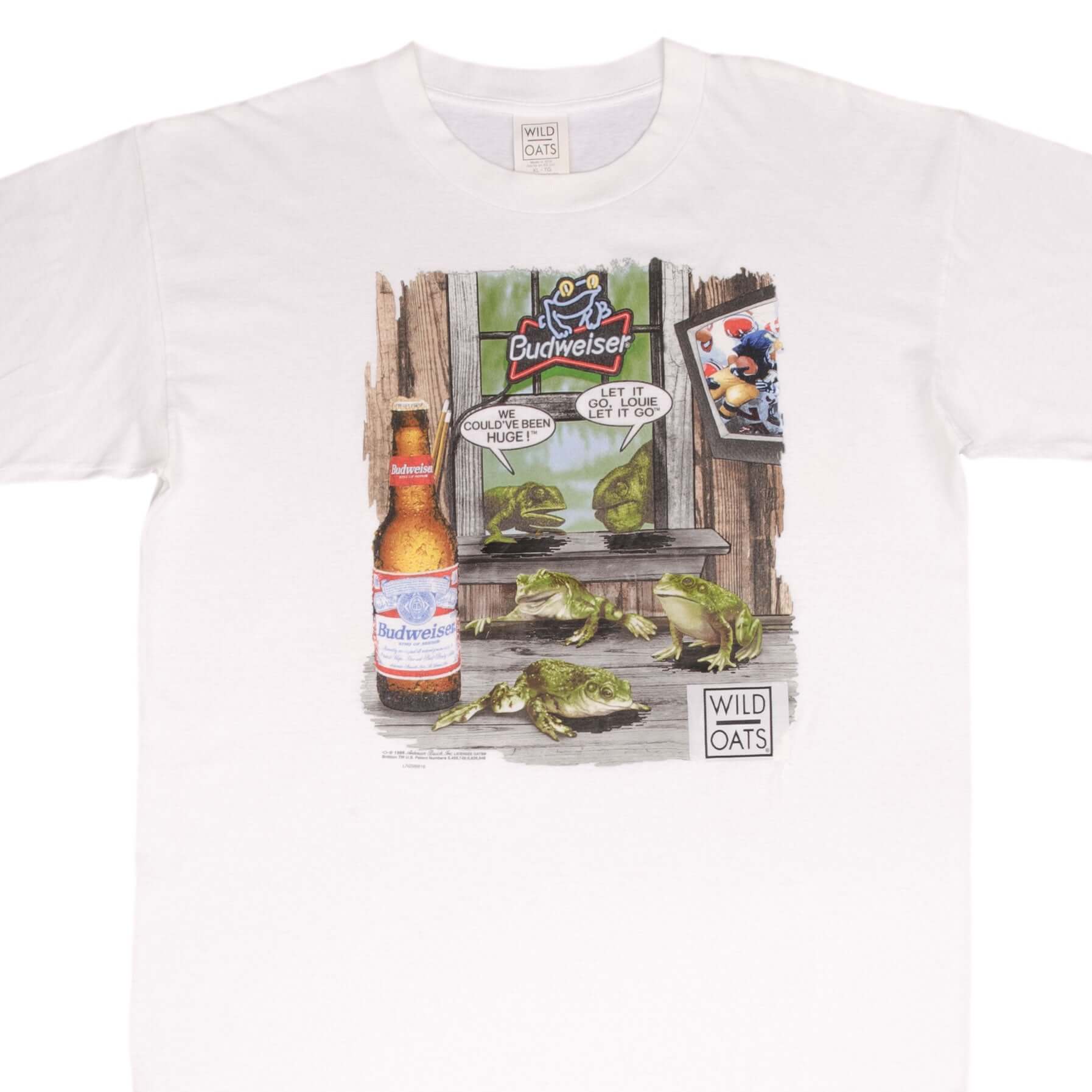 Vintage 1998 Budweiser Frog Graphic T-Shirt XL - Made in USA - Retro Beer Lover Tee for Casual Wear & Collectors