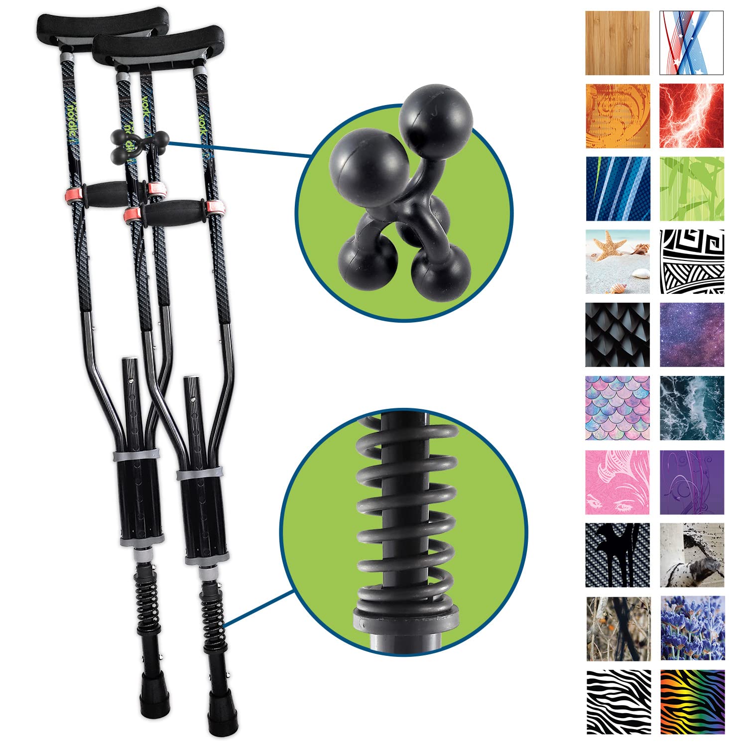 York Nordic - Adjustable Spring Cushion Crutches for Adults (4'7
