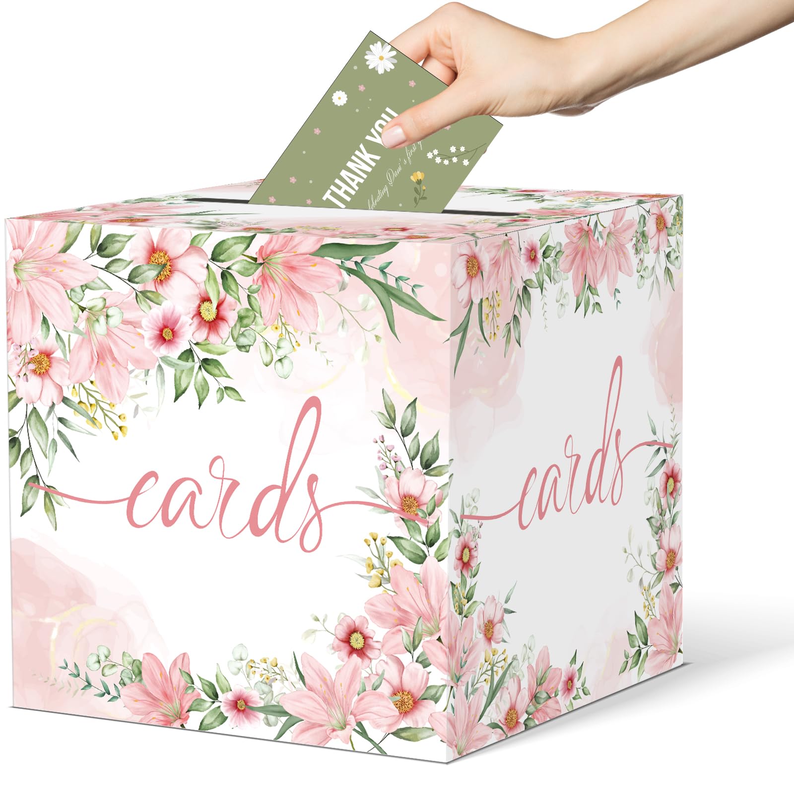 Pink Floral Wedding Card Box - Gift Holder for Parties & Showers