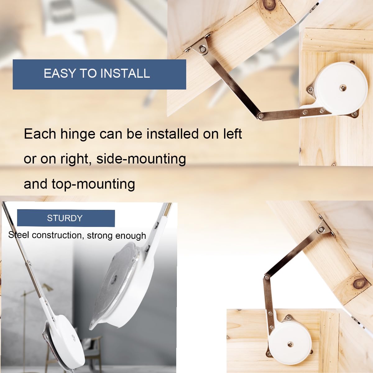 Soft Close Toy Box Hinges - Heavy Duty Lid Support Hinges for Wooden Chest & Trunk | 2 Pack Durable Cabinet Hardware | Perfect for Kids' Toy Storage, Blanket Boxes & Home Organization
