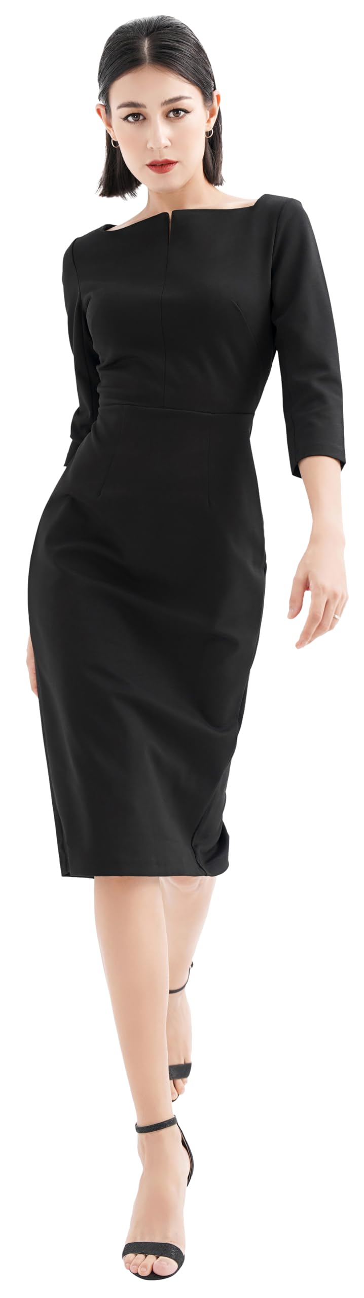 Marycrafts Women's Square Neck Sheath Dress - Business Office Work Dress for Women, Midi Length Formal Attire, Perfect for Corporate Meetings, Office Wear & Professional Events