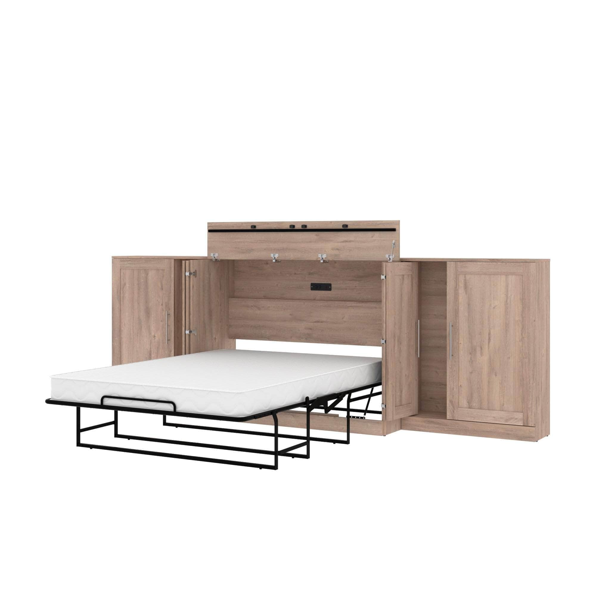 Pur Full Murphy Cabinet Bed with Mattress & 2x36