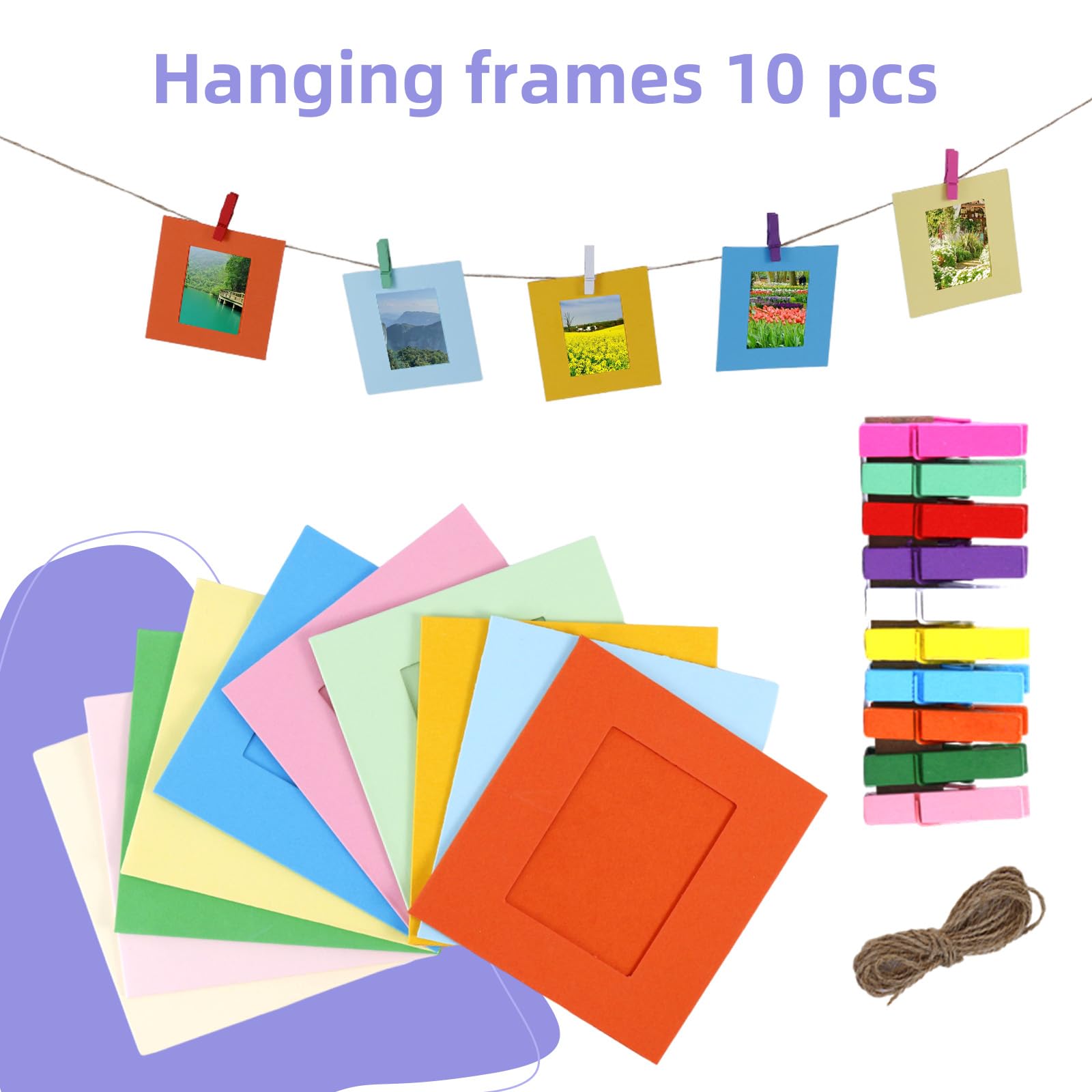 Fujifilm Instax Mini 9/8/11/12/70/90 Camera Accessories Bundle - Mini Photo Album, Film Frames, Wall Hanging Frames & Border Stickers (Purple) - Perfect for Scrapbooking, Home Decor & Gift Giving
