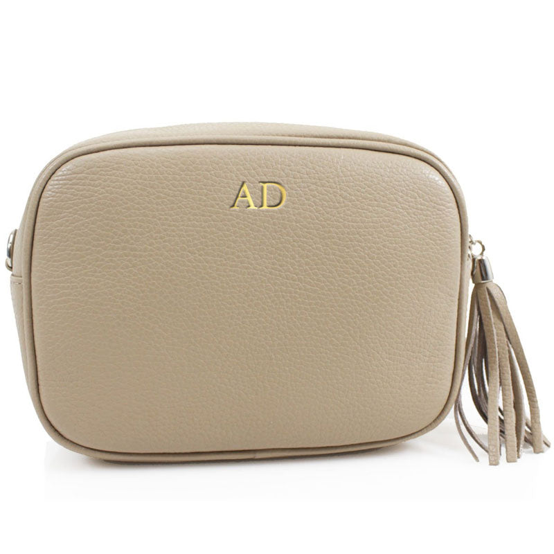 Carnaby Of London Embossed Initial Gold Leather Crossbody Bag - Stylish Women's Handbag for Everyday Use, Work & Evening Out