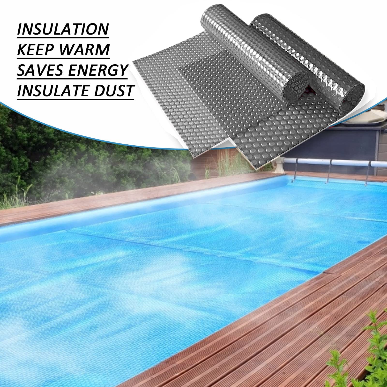 7x7 FT Hot Tub Bubble Blanket - 16-Mil Heavy Duty Solar Pool Cover | Insulating Thermal Blanket for Spa Heat Retention & Energy Savings | Perfect for Outdoor Jacuzzis, Backyard Pools & Winter Protection (Gray)