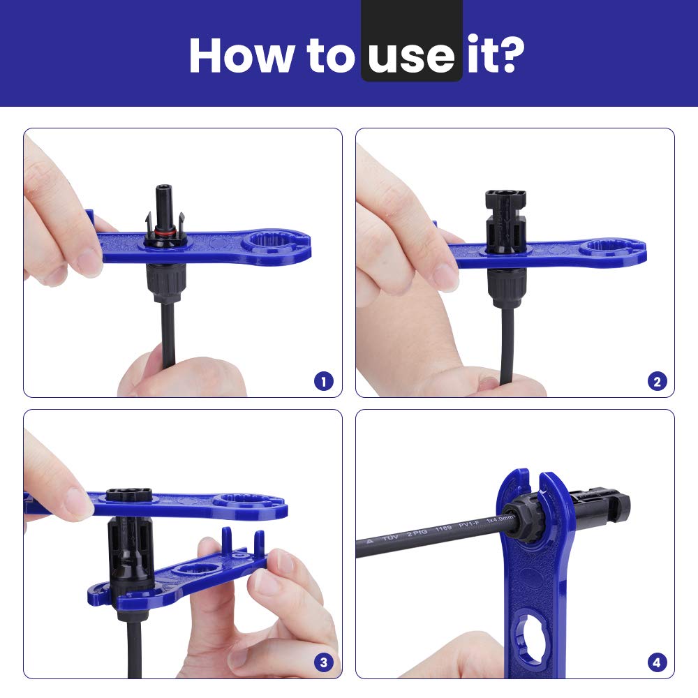 BougeRV Solar Connector Tool Kit - 1 Pair Solar Panel Wrenches & Spanners for PV Disconnect & Removal | Professional Solar Installation & Maintenance Tools for Home & RV Solar Systems