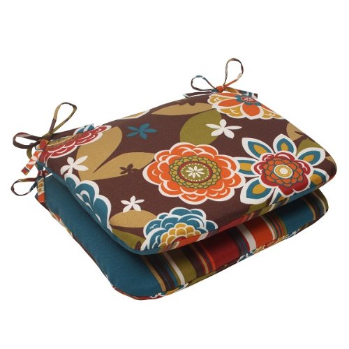 2 Pack Tahitian Chocolate Reversible Round Outdoor Patio Seat Cushions 18.5 Inch - Waterproof & UV Resistant for Garden, Poolside & Deck Furniture