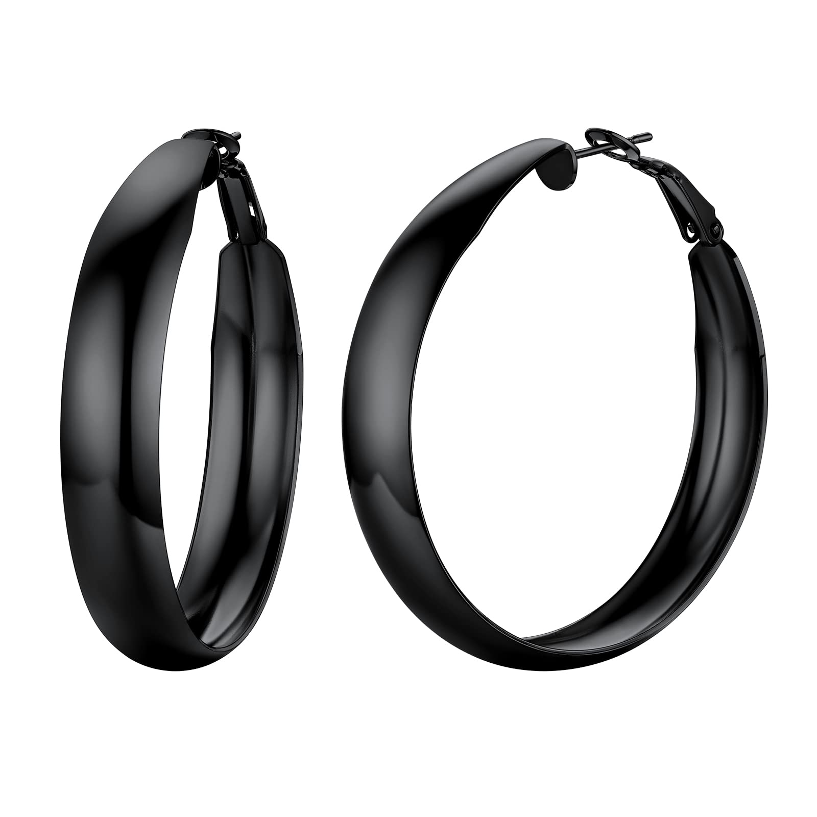 Stylish Stainless Steel Wide Hoop Earrings for Women - 1.57