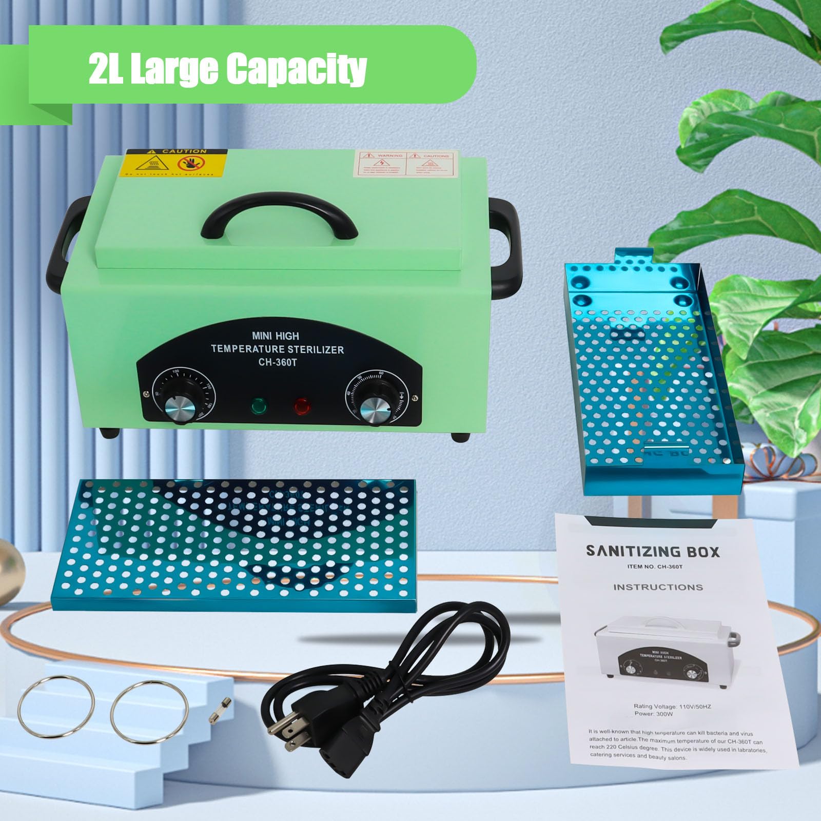 1.5L High-Temperature Metal Cleaning Box with Timer - Professional Manicure Pedicure Tool for Salon & SPA | Barber Equipment with Handle | Perfect for Nail, Beauty & Hair Salons (Ideal for Sanitizing Tools & Equipment)