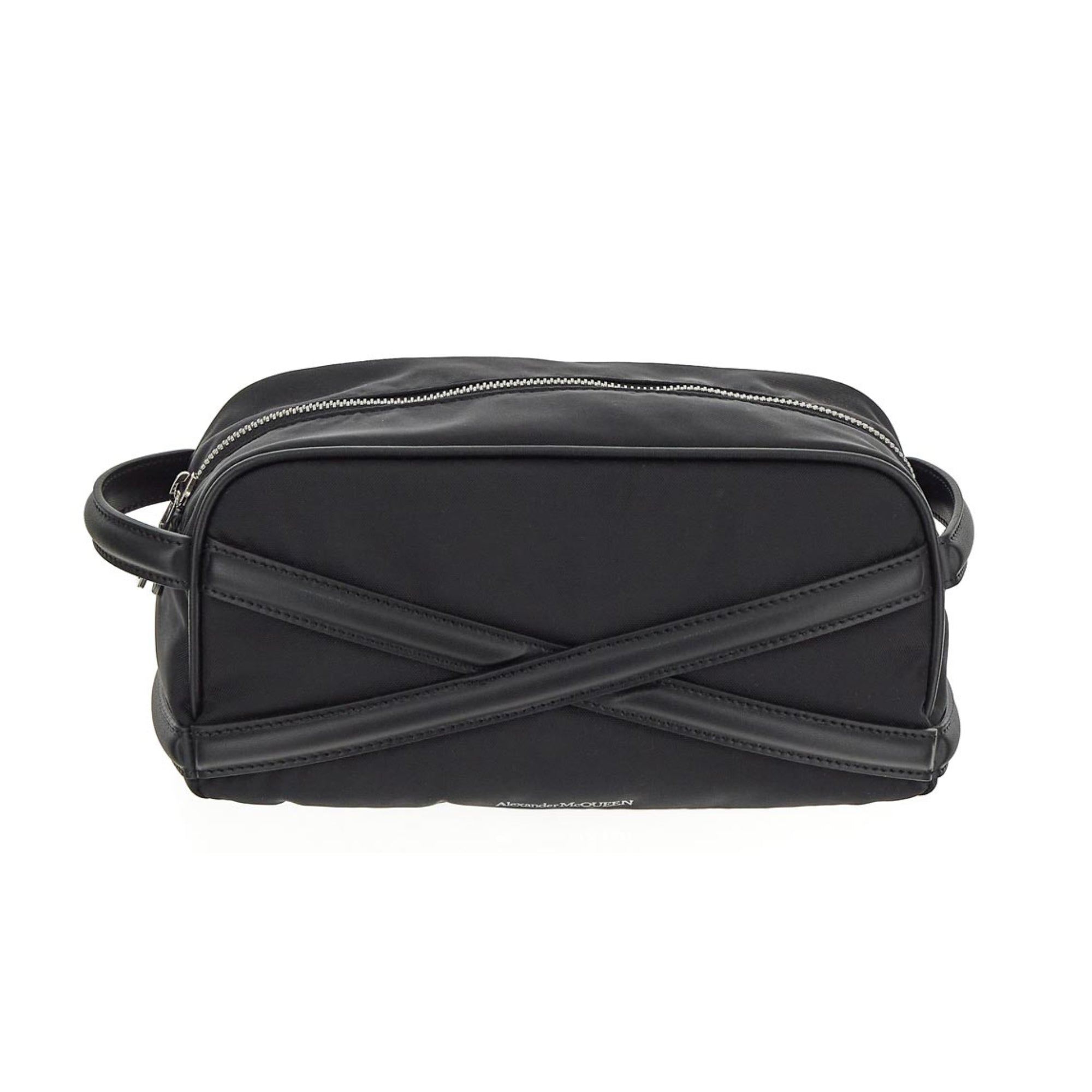 **ALEXANDER McQUEEN Men's Black Leather Pouch - Stylish & Durable Waist Bag for Travel, Gym & Everyday Use**