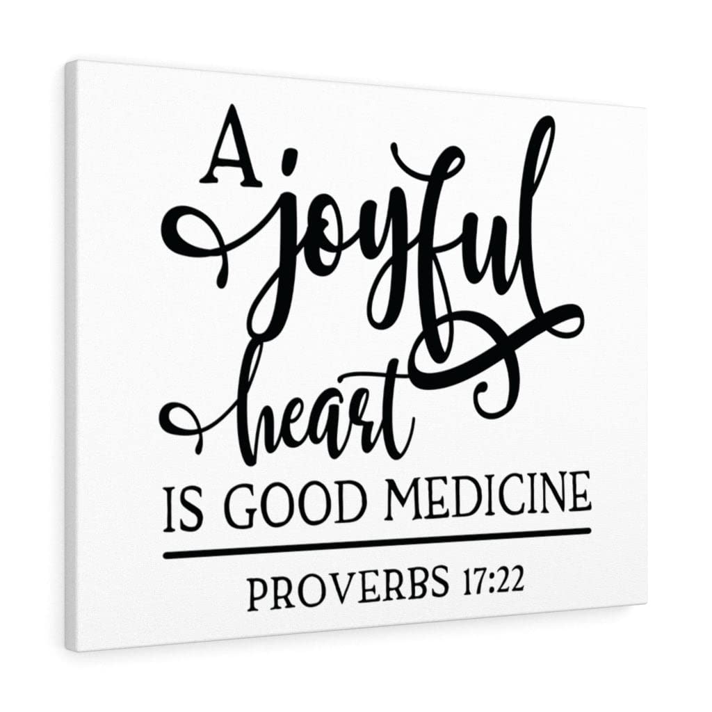 Christian Wall Art with Bible Verse - Proverbs 17:22 Scripture Print for Home Decor | Express Your Love with Joyful Heart Religious Gifts | Perfect for Living Room, Bedroom & Church Inspirational Decor