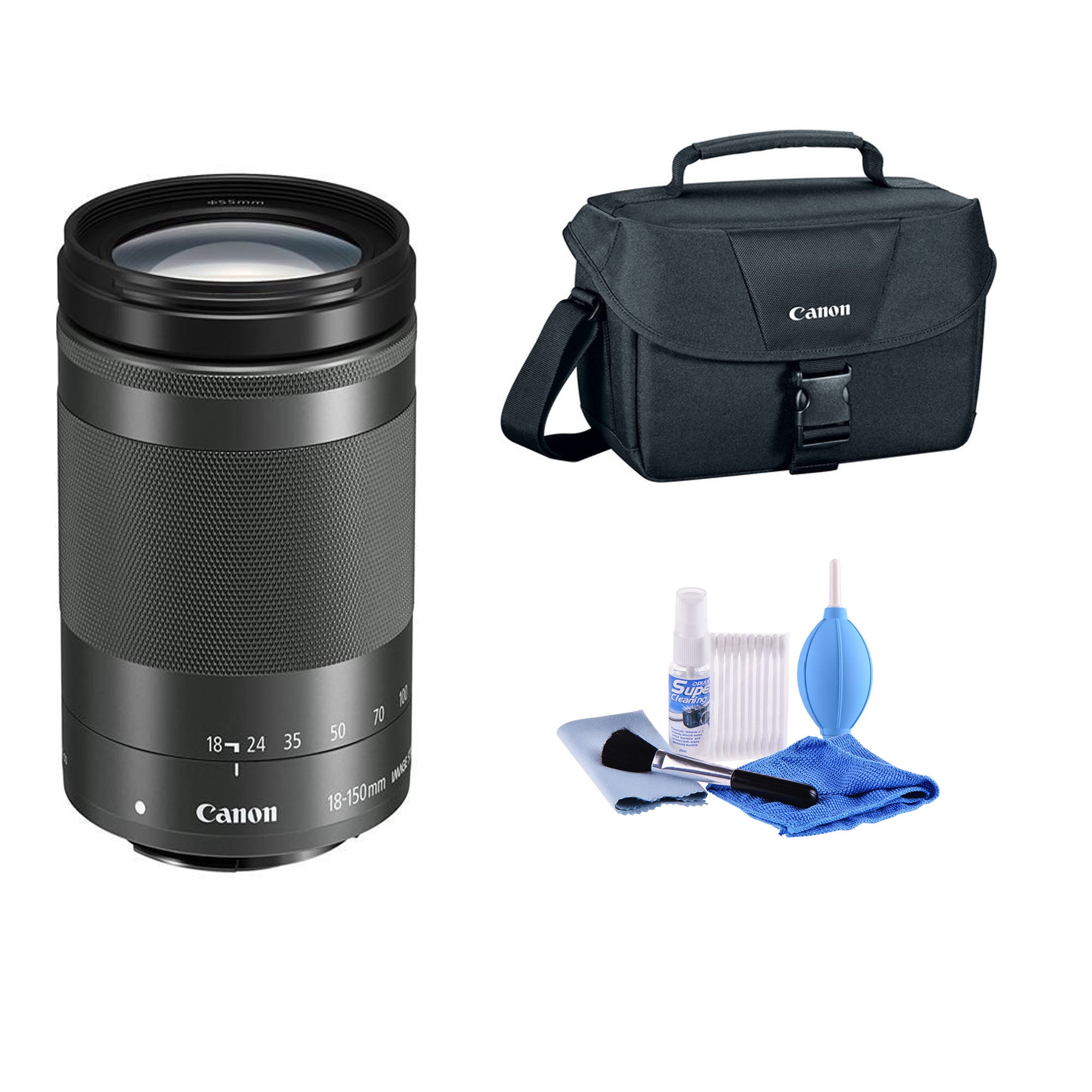Canon EF-M 18-150mm f/3.5-6.3 IS STM Lens with Cleaning Kit & Carrying Bag Bundle - Perfect for Travel, Portrait & Landscape Photography