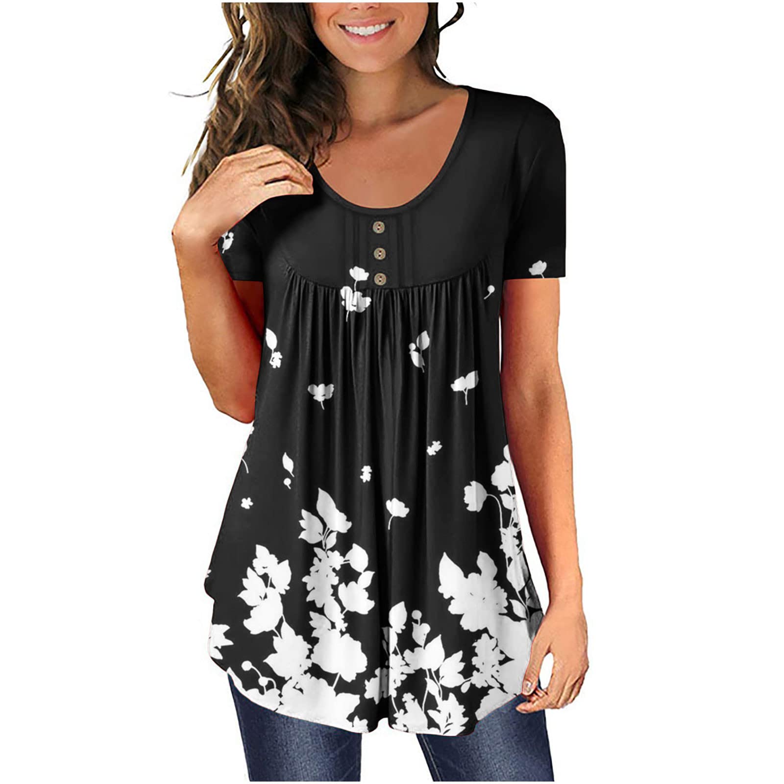 90s Loose Fit Blouse Tunic Shirts for Women - Casual Ruffle Long Shirt | Perfect for Boho Outfits, Beach Wear & Vintage Style Fashion