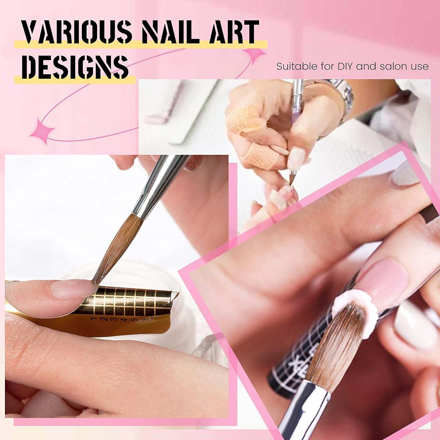 AIJIMEI Professional Acrylic Nail Brush Set - 3pcs Nail Art Pen & Manicure Tools for Acrylic Powder Application | Perfect for Salon, Home Nail Art & DIY Manicures