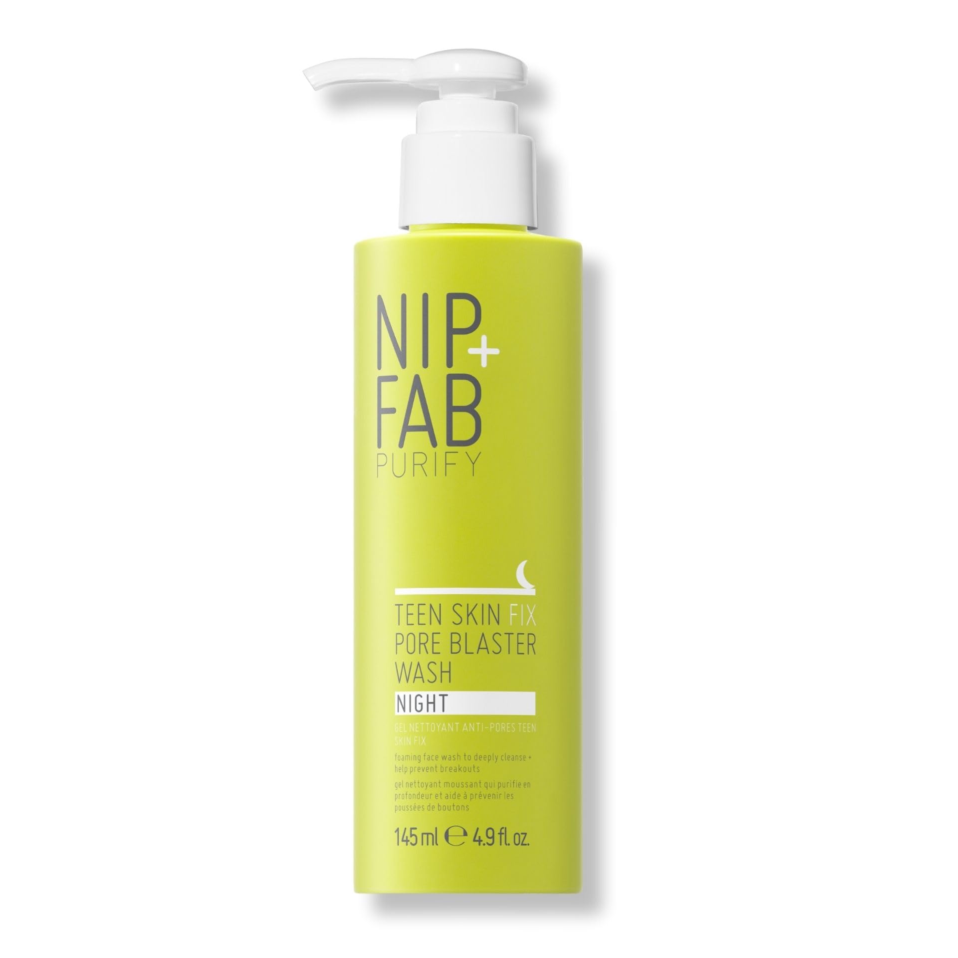 Nip + Fab Teen Skin Fix Pore Blaster Night Face Wash - Salicylic Acid, Wasabi Extract & Tea Tree Oil for Deep Cleansing & Breakout Control (145ml) - Perfect for Oily & Acne-Prone Skin Nighttime Routine