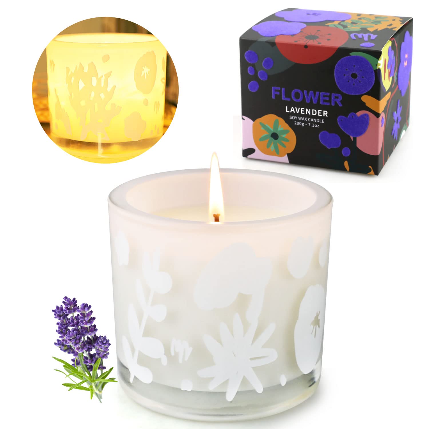 Lavender Scented Candles for Women - 7.4oz Aromatherapy Jar Candle with 50-Hour Burn Time, Perfect Birthday, Anniversary & Mother's Day Gift for Her - Ideal for Relaxation, Spa Nights & Home Decor