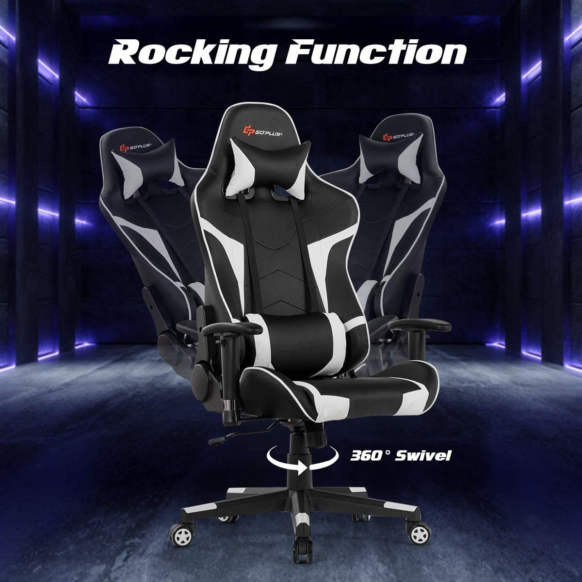 Ergonomic Gaming Chair with Massage - High Back PU Leather Office Chair, Adjustable Arms & Headrest, Reclining Racing Style Computer Game Chair for Home & Office Use - Perfect for Gaming, Working, and Relaxing