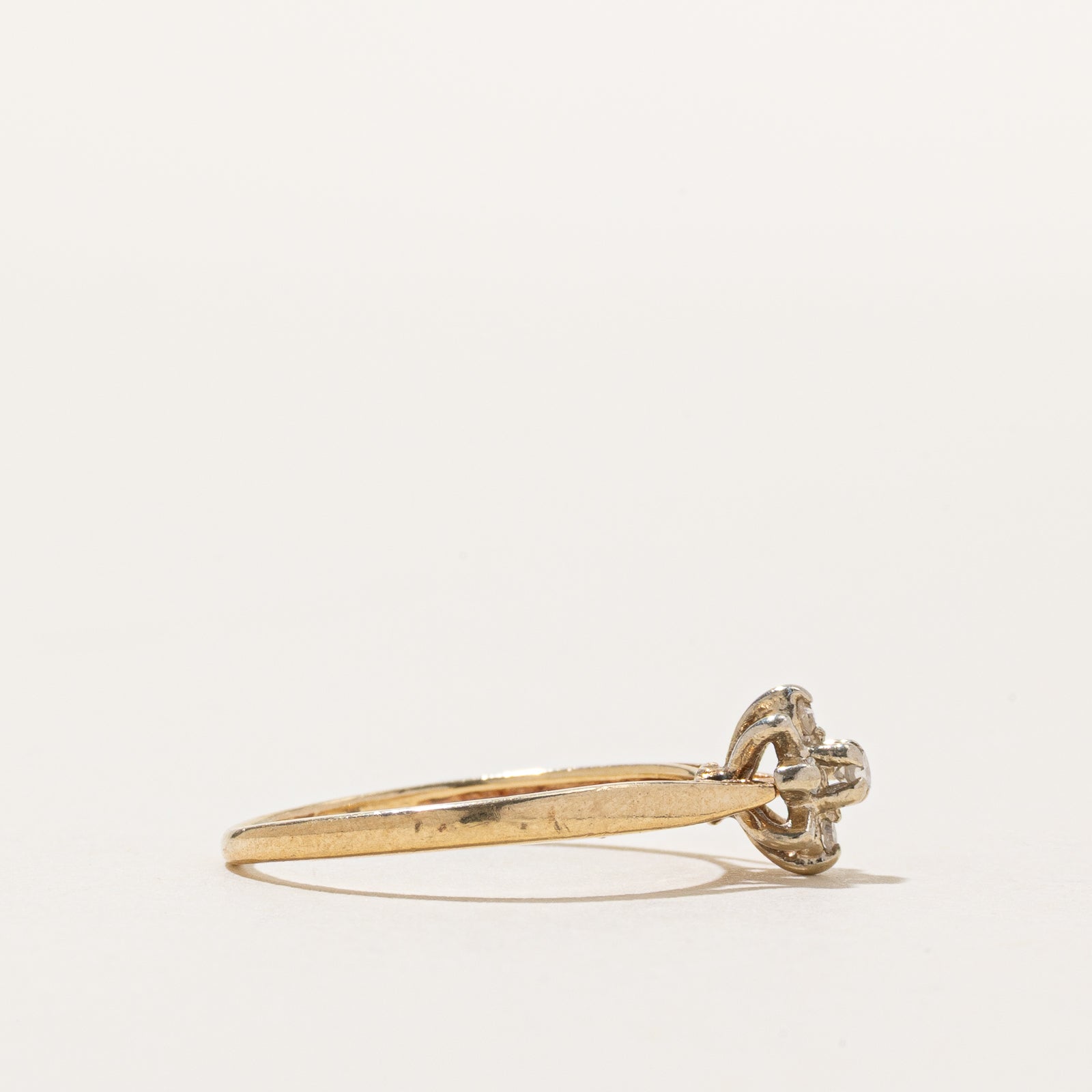 10K White Gold Diamond Petal Petite Ring | 0.05ctw | Size 3.75 | Dainty Floral Engagement Ring for Women | Perfect for Anniversary, Proposal & Everyday Wear