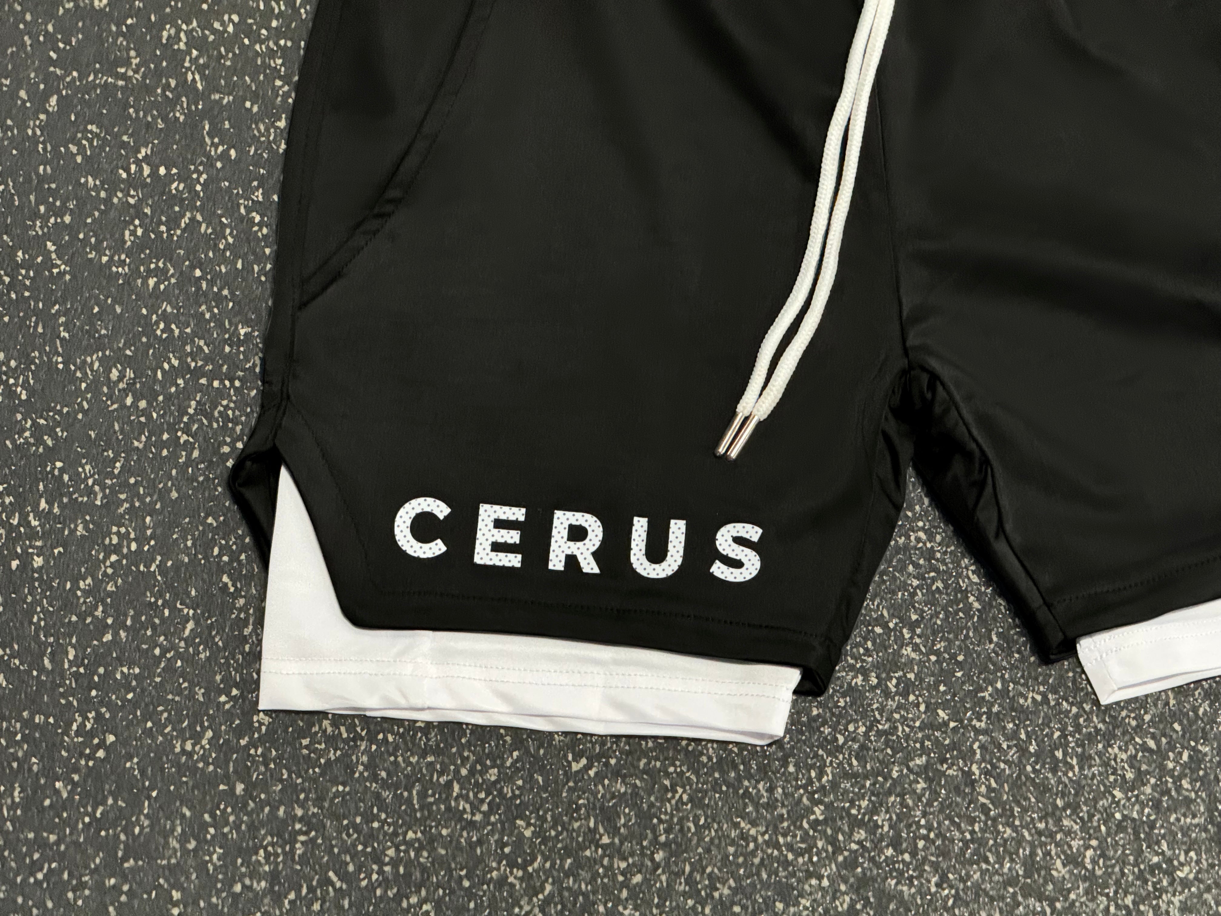 Cerus Black Fusion 2-in-1 Running Shorts with Liner - Men's Athletic Workout Gym Shorts for Jogging, Training & Outdoor Activities