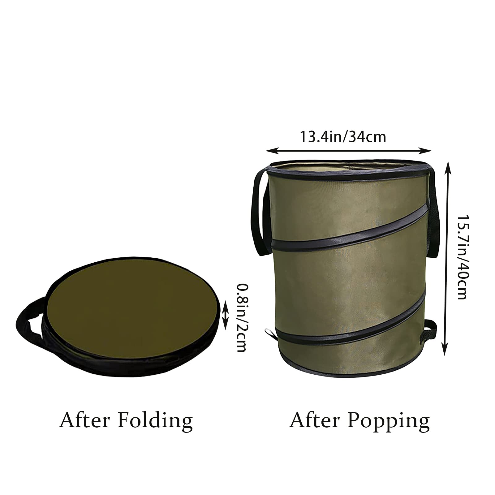 **10 Gallon Green Pop-Up Camping Trash Can - Foldable Reusable Outdoor Garbage Bin for Camping, Car, Garden & Yard Waste - Portable Recycling Bin for Picnics, Hiking & Road Trips**