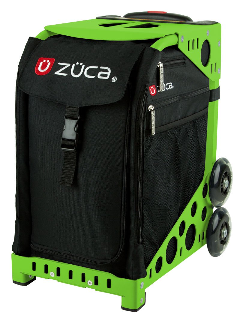 ZUCA Bag Obsidian Insert & Green Frame with Flashing Wheels - Stylish and Functional Backpack for School, Travel, and Skateboarding