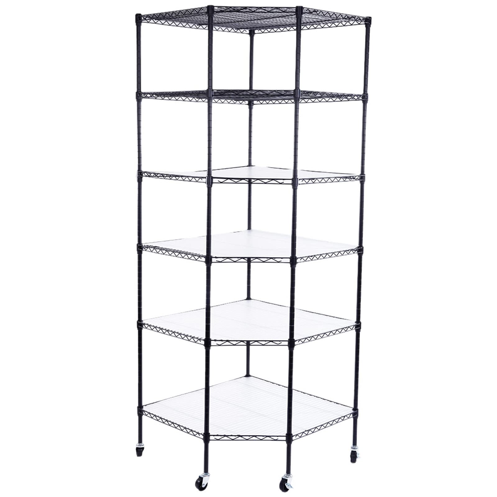 GT4-LY Heavy Duty 6-Layer Plastic Coated Hexagonal Corner Shelf with 2