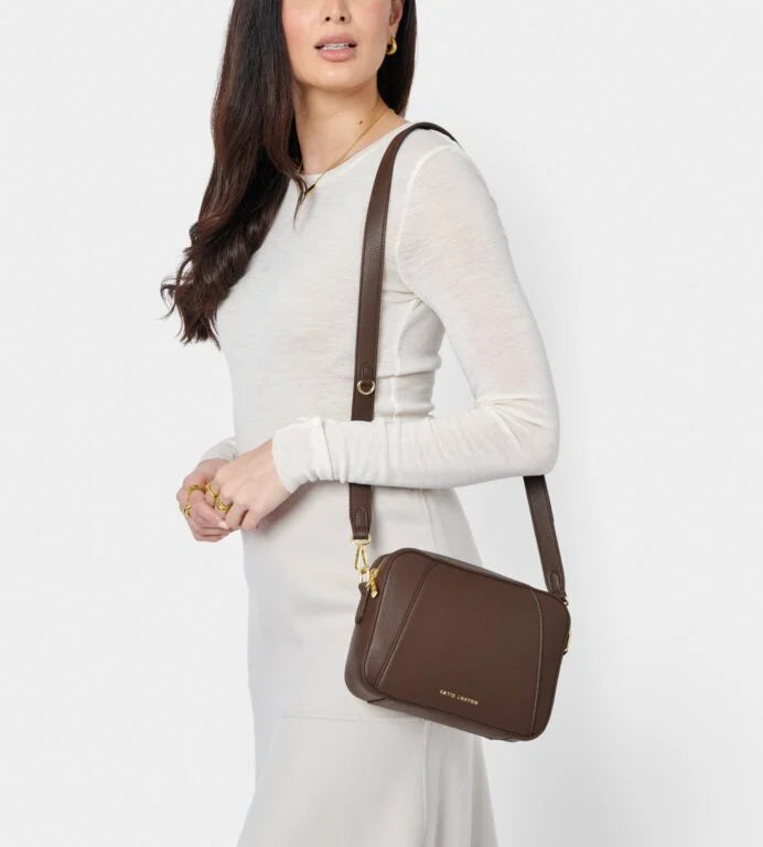 Katie Loxton Hana Crossbody Bag in Chocolate Brown | Stylish Leather Shoulder Purse for Women | Perfect for Work, Travel & Everyday Use