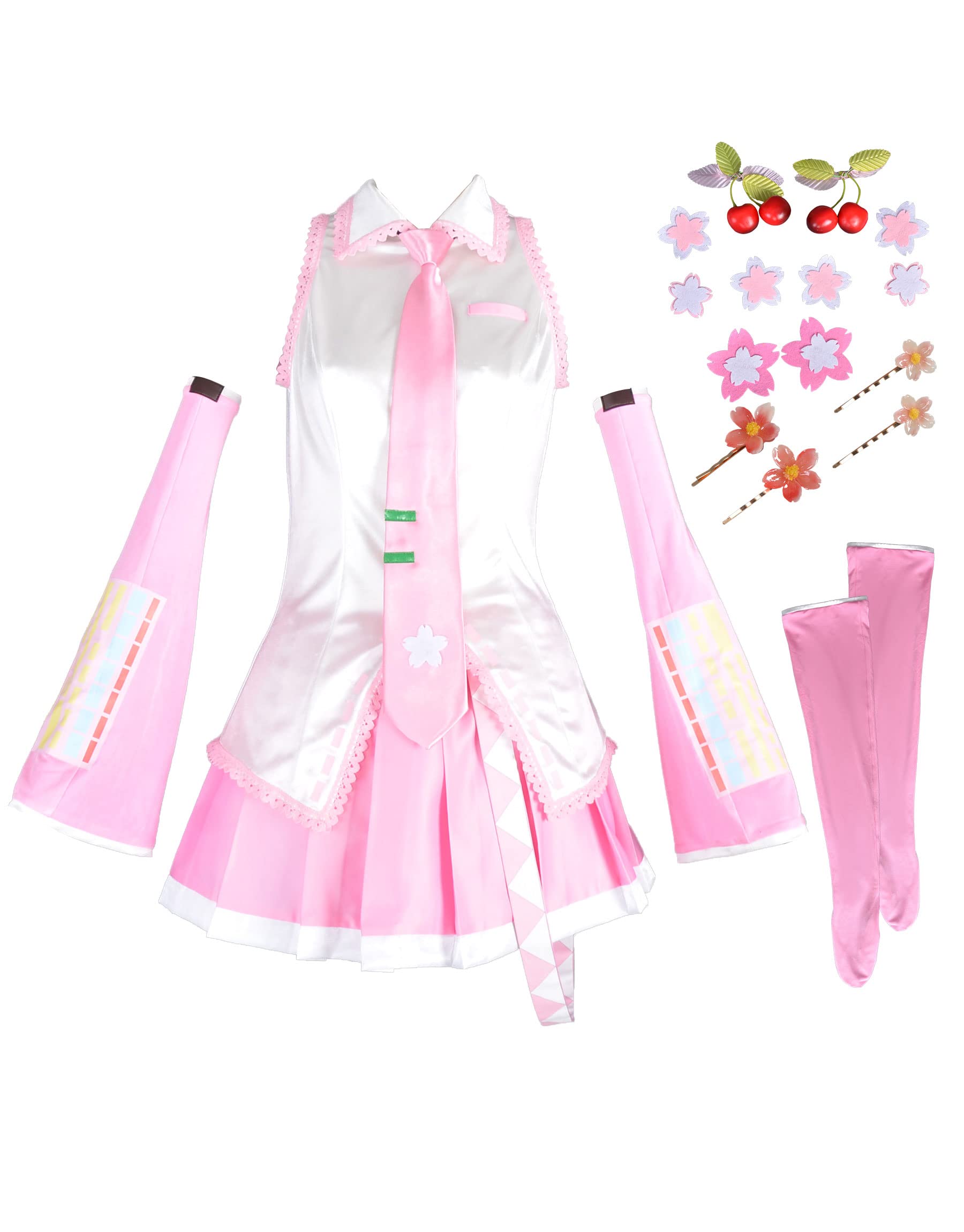 Haikyuu Anime Pink Cosplay Dress for Women - Complete Set with Socks & Hair Pins | Halloween Costume, Anime Convention Outfit, Cosplay Party Dress