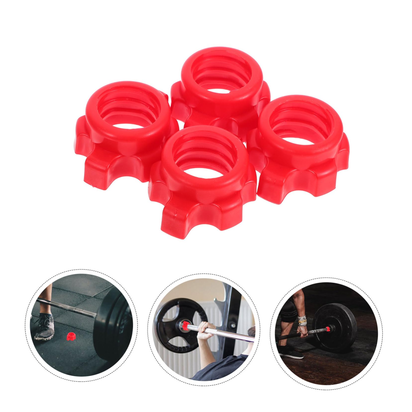 BESPORTBLE Dumbbell Bar Nut Barbell Screw - 4PCS Red Barbell Fixing Nut Accessories for Home Gym Equipment - Perfect for Weightlifting, Strength Training & Fitness Workouts