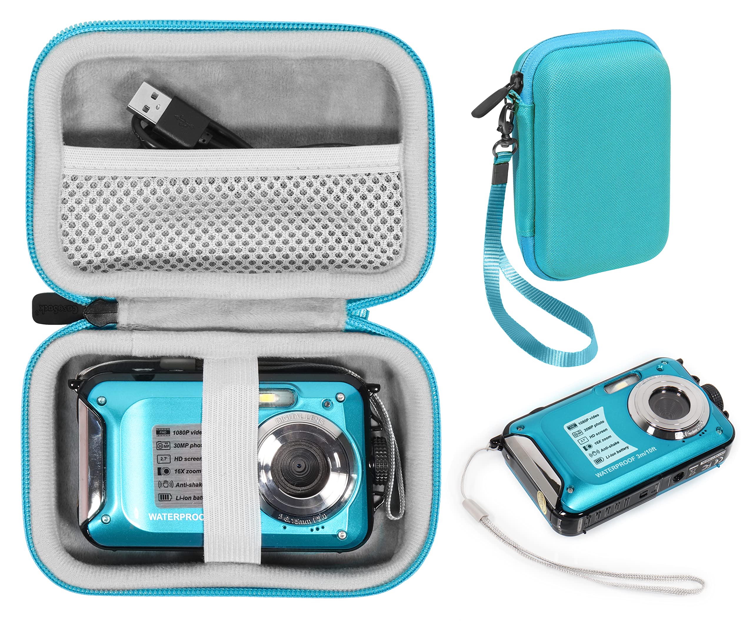 Waterproof Camera Case - Blue Vinyl Water Resistant Camera Enclosure for Underwater Photography & Outdoor Adventures