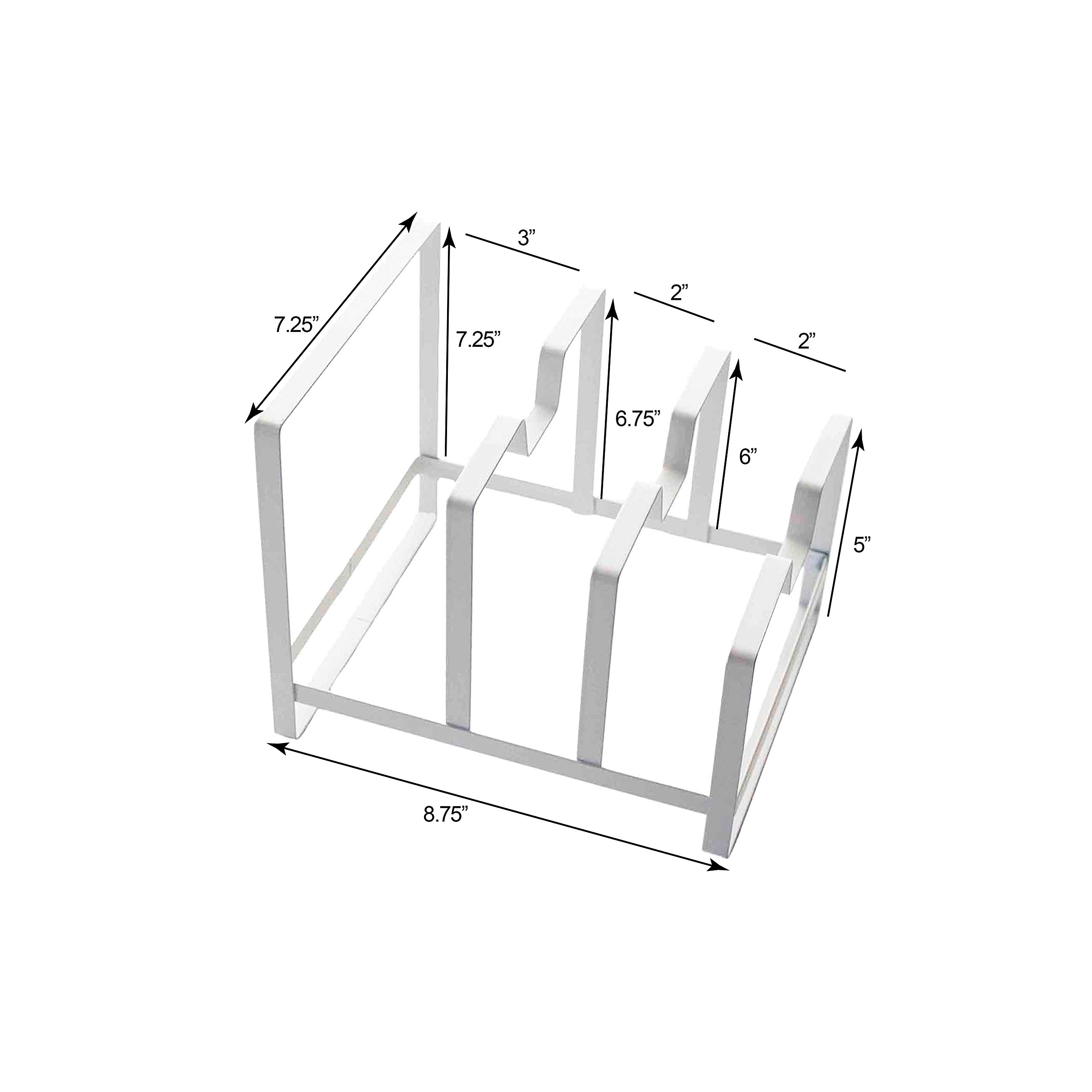 Premium Kitchen Pot and Pan Organizer - Space Saving White Storage Rack for Cookware | Perfect for Small Kitchens, Cabinet & Pantry Organization