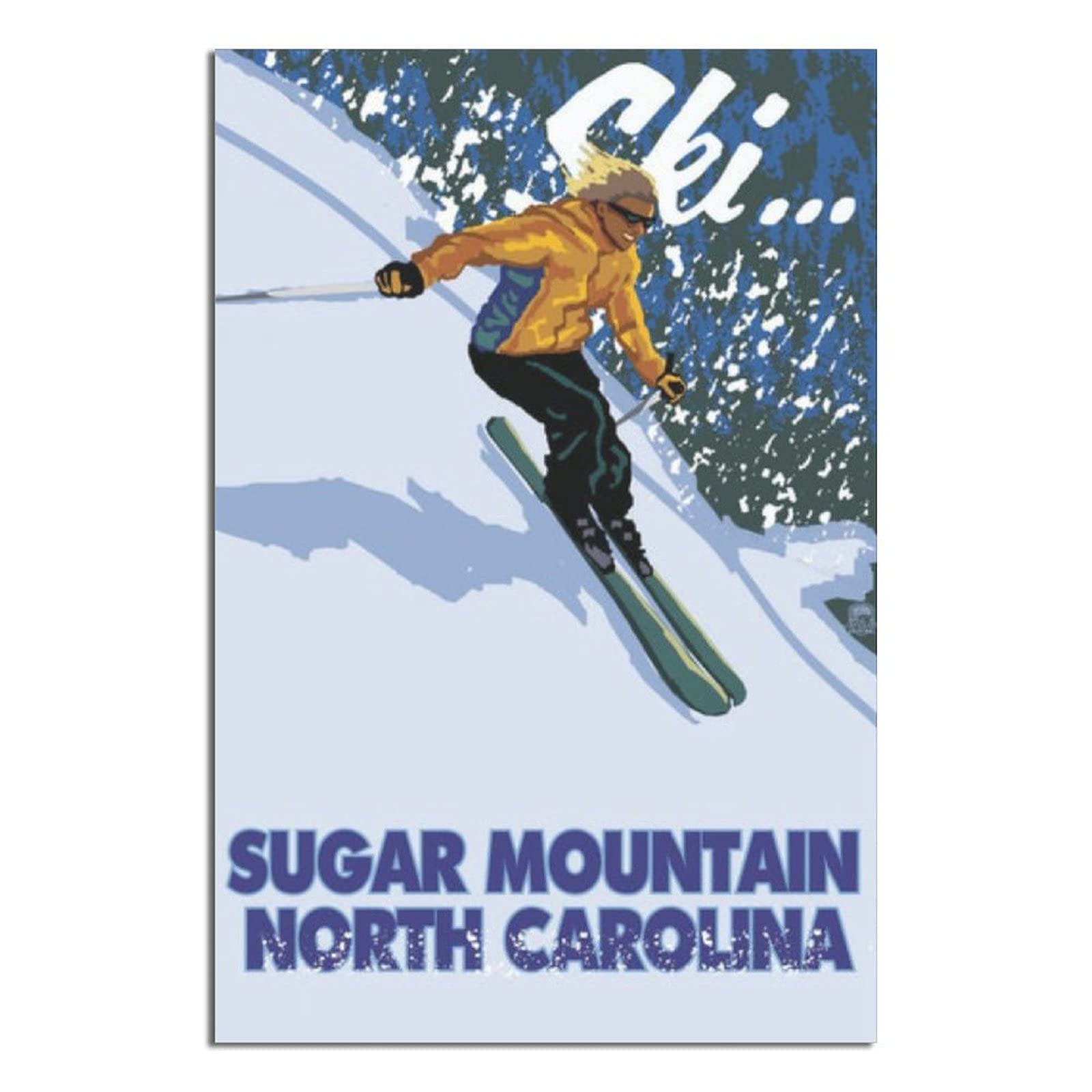 Vintage Ski Sugar Mountain North Carolina Travel Poster - Canvas Wall Art Painting for Living Room, Bedroom & Office Decor - Perfect Birthday Gift for Travel Lovers & Home Decoration