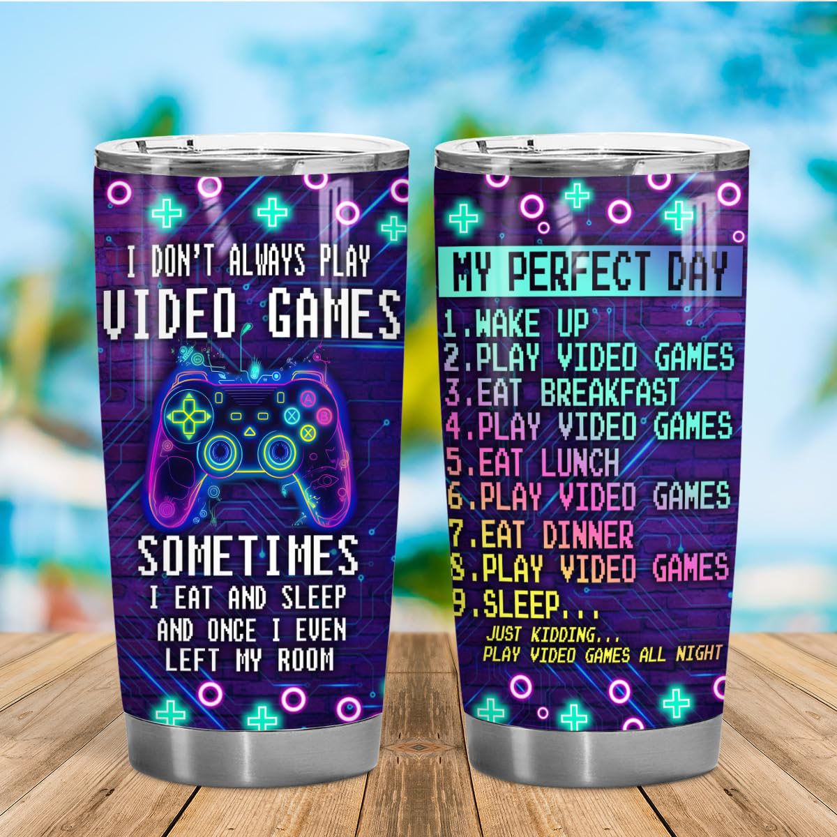 20oz Video Game Themed Tumbler - Insulated Gaming Mug for Men & Teen Boys - Perfect Gamer Gift for Boyfriend, Birthday & Christmas - Great for Coffee, Tea & Gaming Sessions