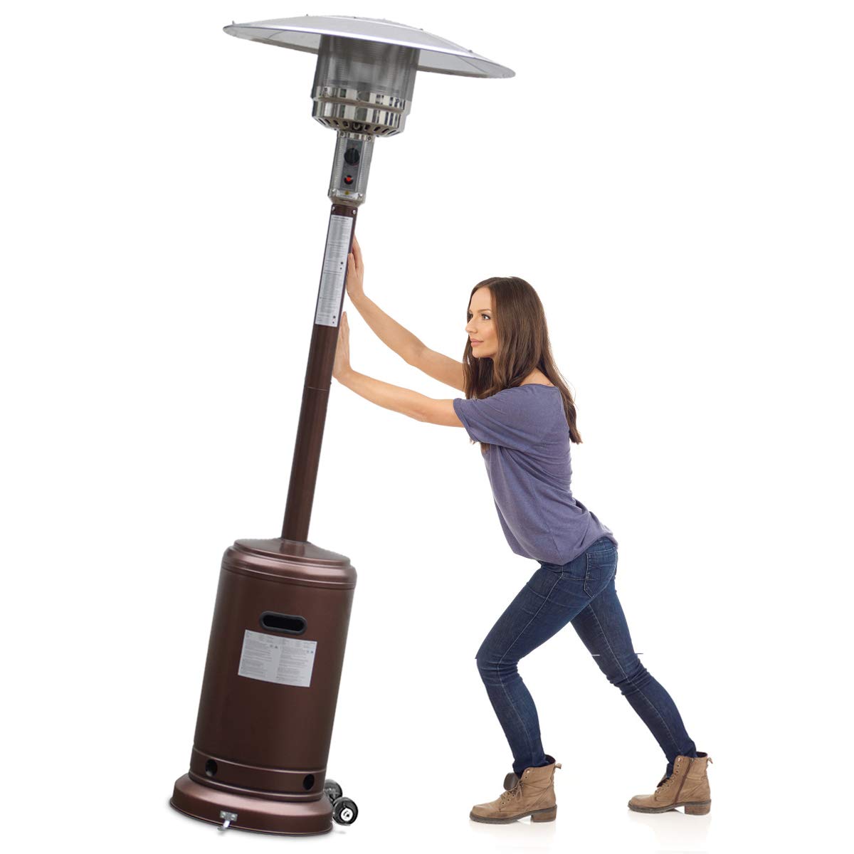 Giantex 50,000 BTU Bronze Steel Propane Patio Heater - Outdoor Commercial Standing Heater with LP Gas & Accessories for Restaurants, Backyards, and Events