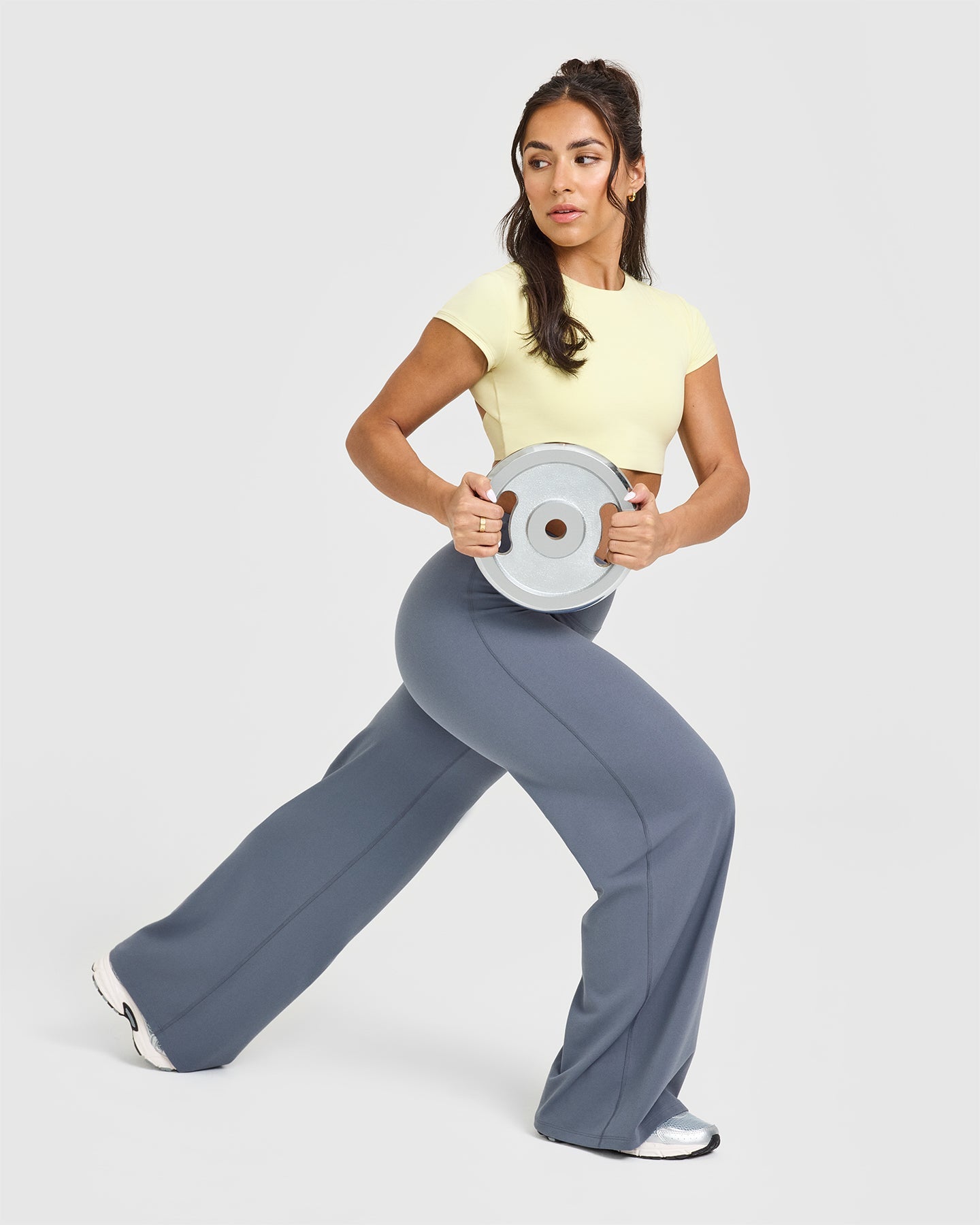 SoftMotion™ Short Sleeve Crop Top for Women - Pastel Yellow | Comfortable & Stretchy Summer Fashion | Perfect for Yoga, Beach & Casual Outfits