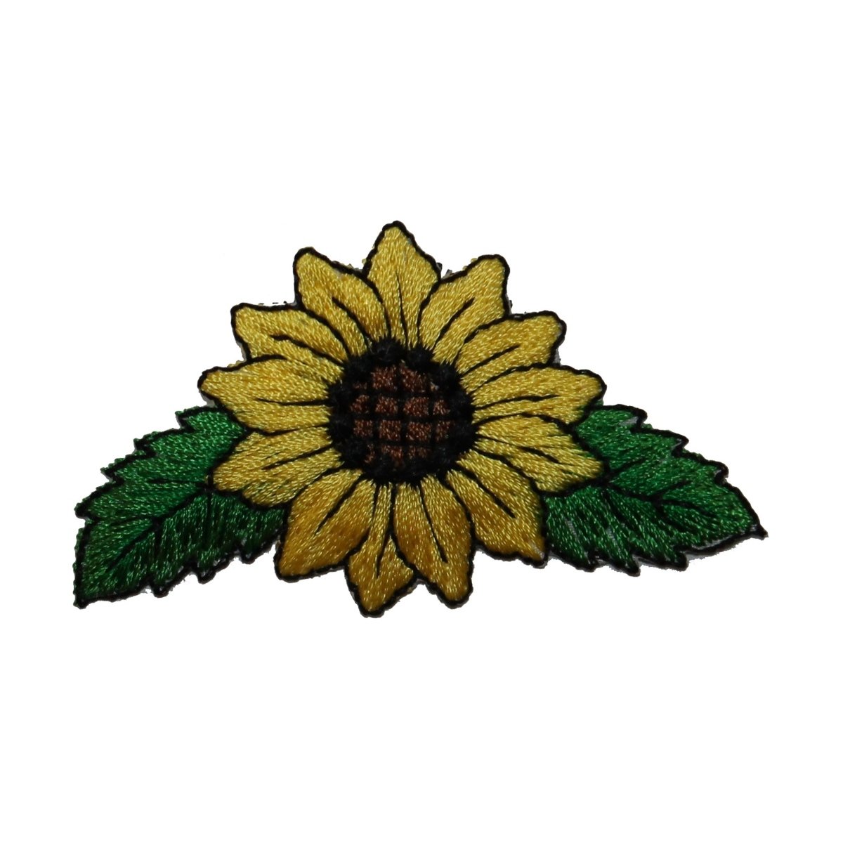 Sunflower With Leaves Embroidered Iron On Patch - DIY Garden Flower Applique for Clothing, Bags, and Home Decor