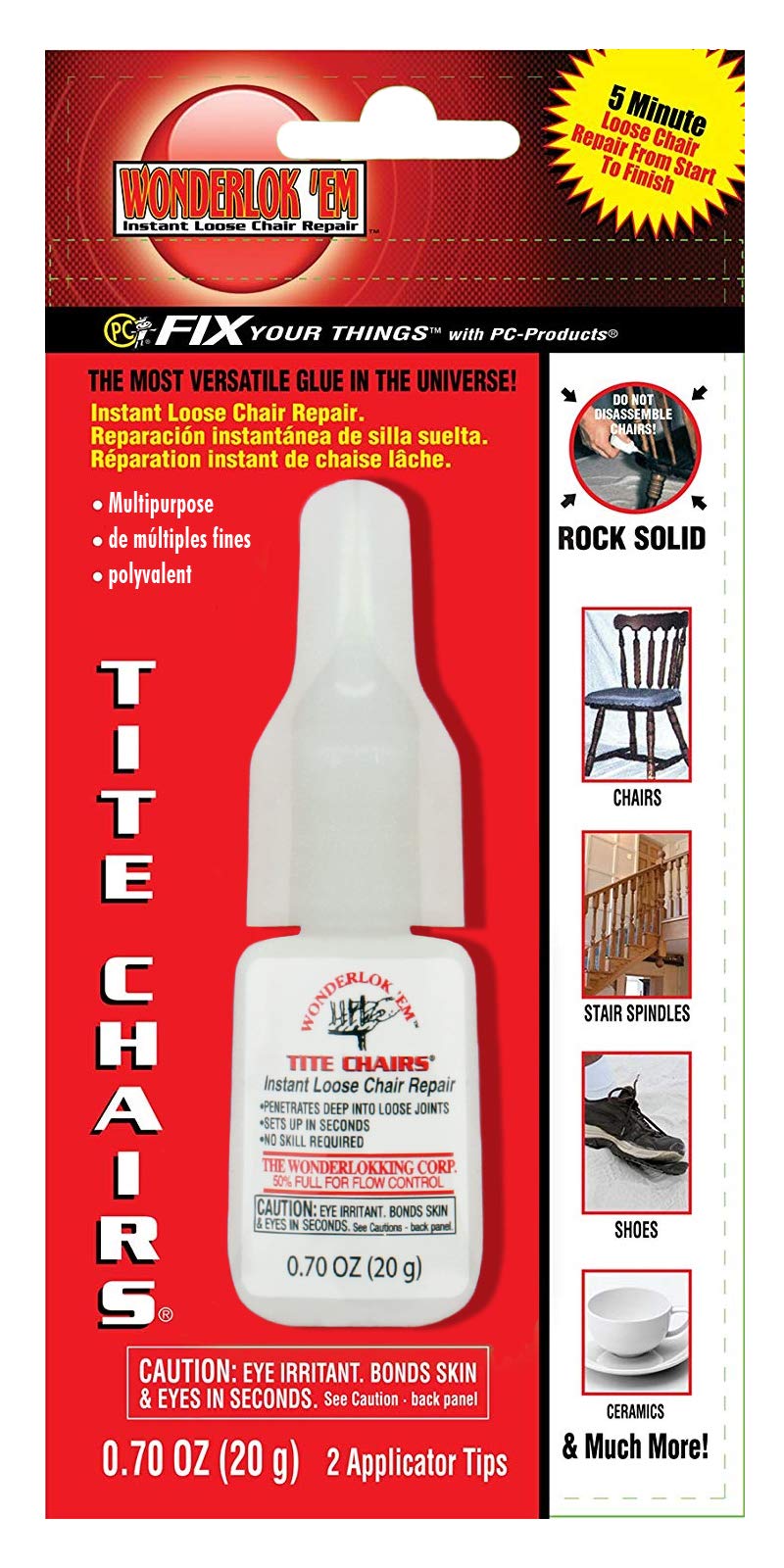 PC Products Clear Adhesive for Chair Joint & Furniture Repair - 20g | Strong Bonding Glue for Wood, Plastic & Metal | Perfect for Home DIY Fixes & Craft Projects
