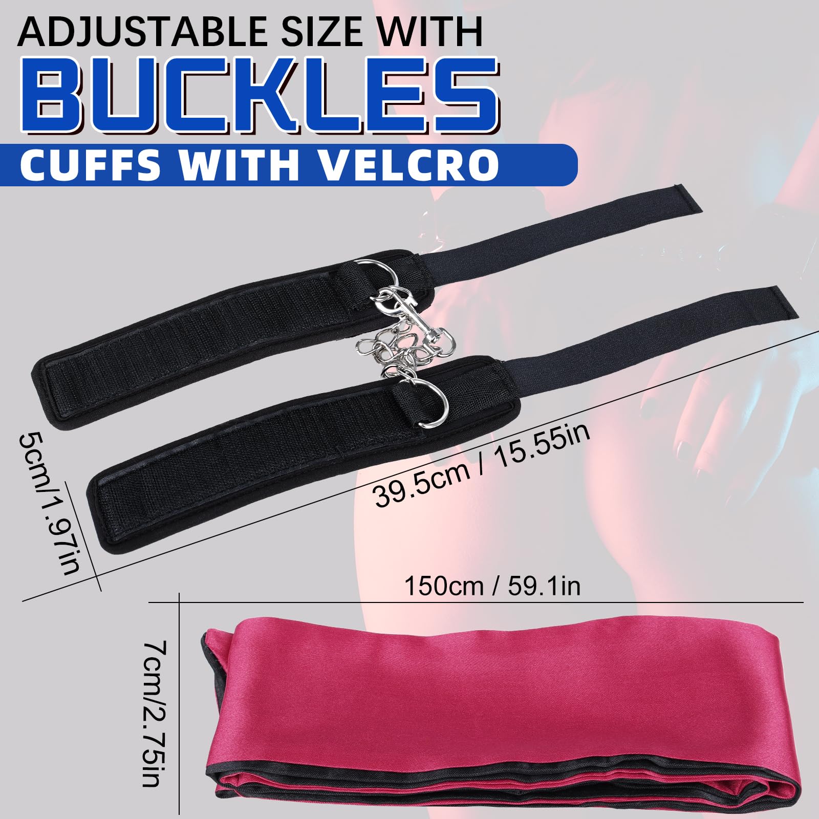 Black BDSM Bondage Set - Handcuffs, Collar & Blindfold for Couples | Detachable Restraints & Adult Sex Toys | Perfect for Role Play, Spicing Up Relationships & BDSM Exploration